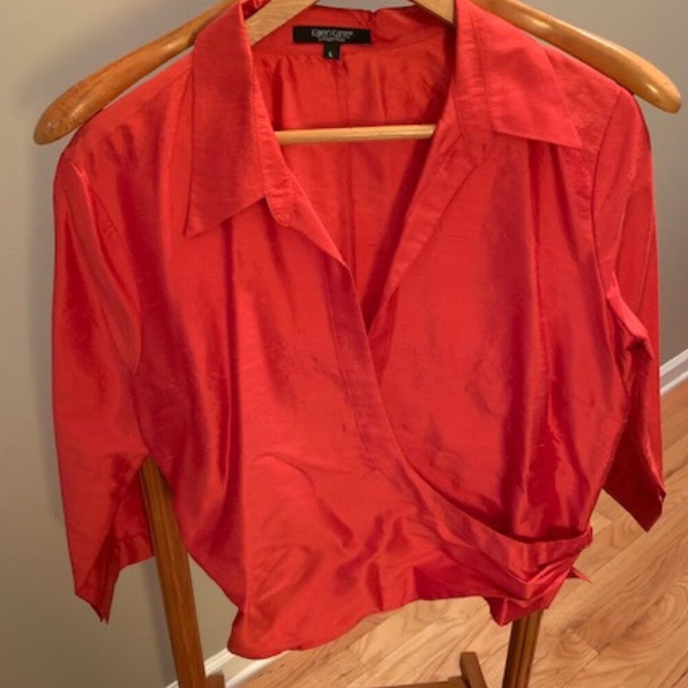 Karen Kane Lifestyle silk wrap blouse NWOT